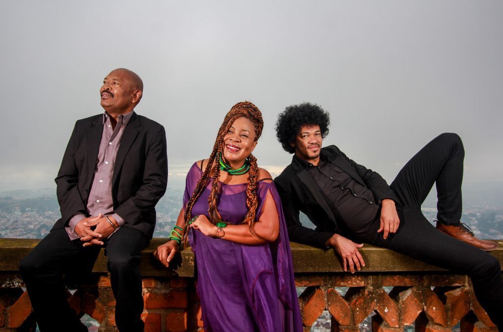 Toko Telo band photo: D'Gary, Monika Njava, and Joel Rabesolo.